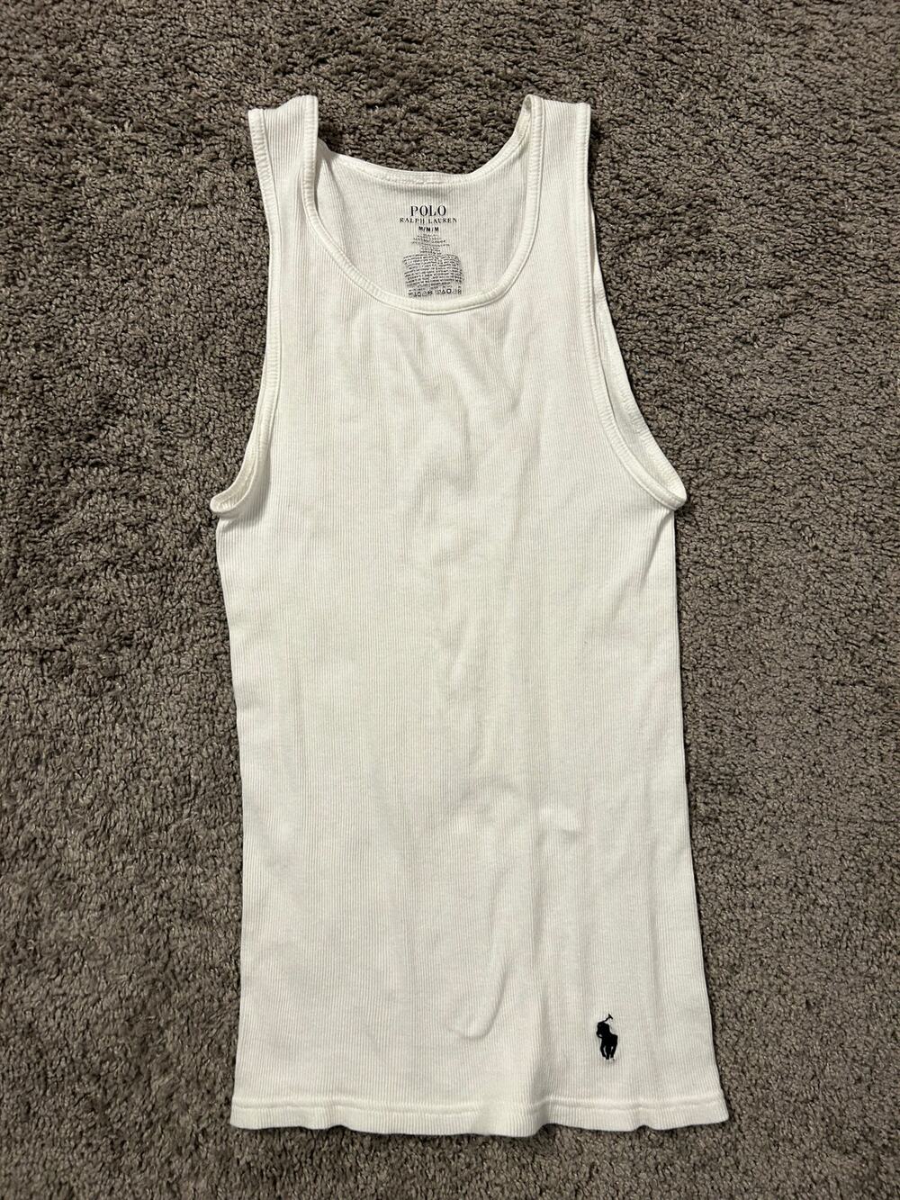 Polo Ralph Lauren Mens White ribbed cotton tank top